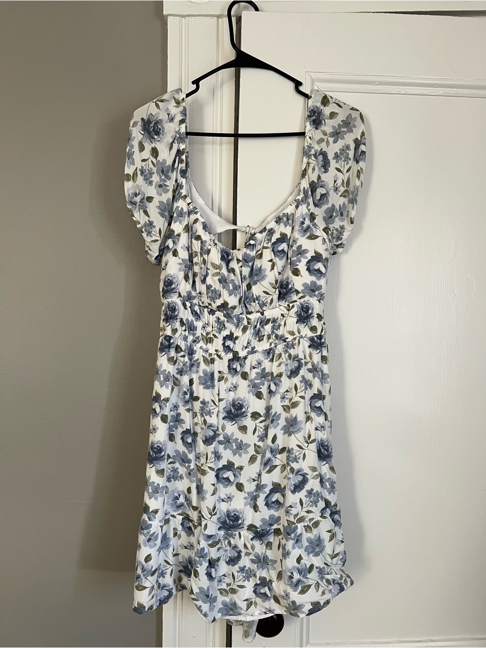 Hollister White Mini Dress with Blue Floral Print
